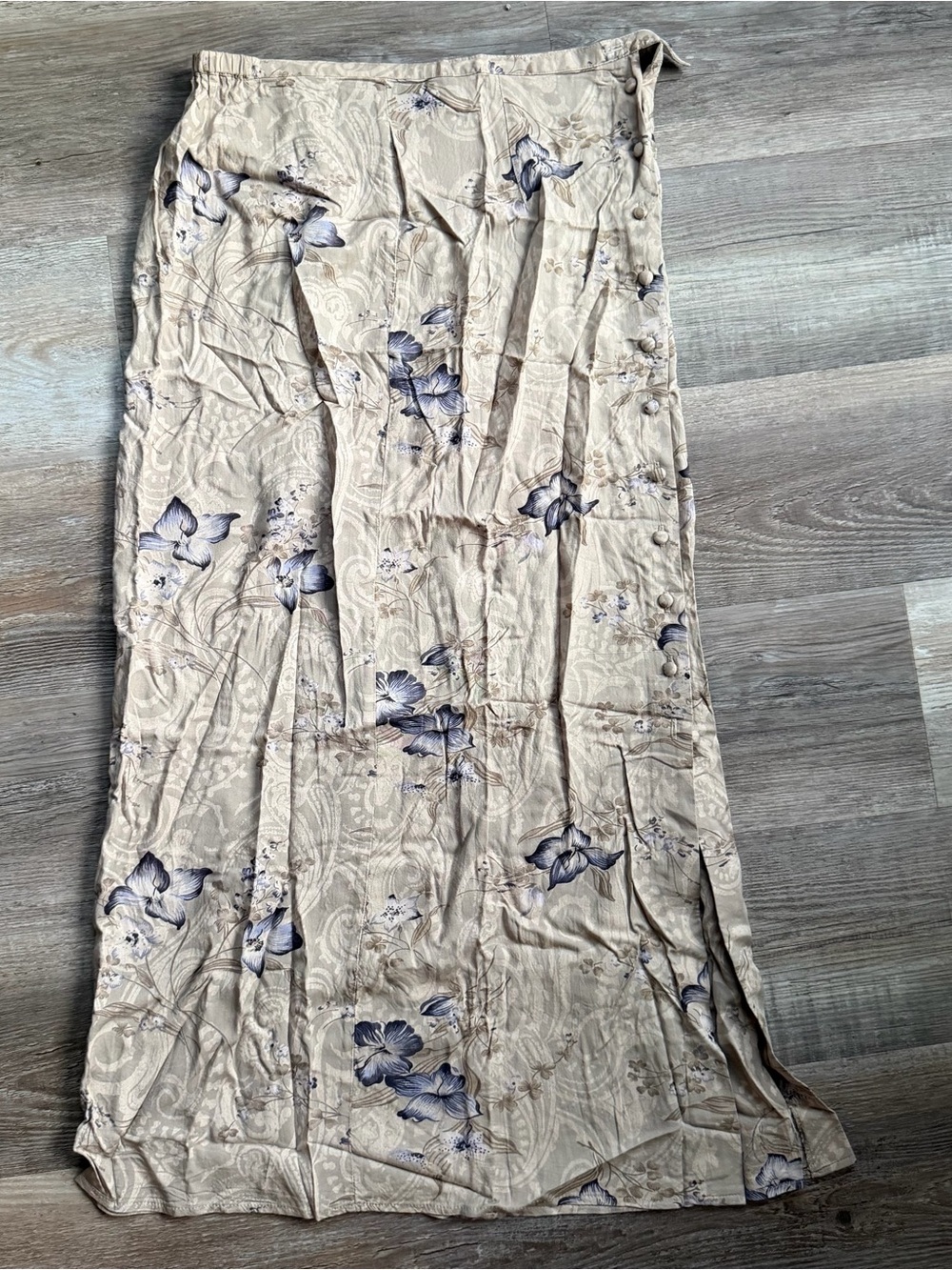 Vintage Express Floral Rayon Maxi Skirt Made in USA